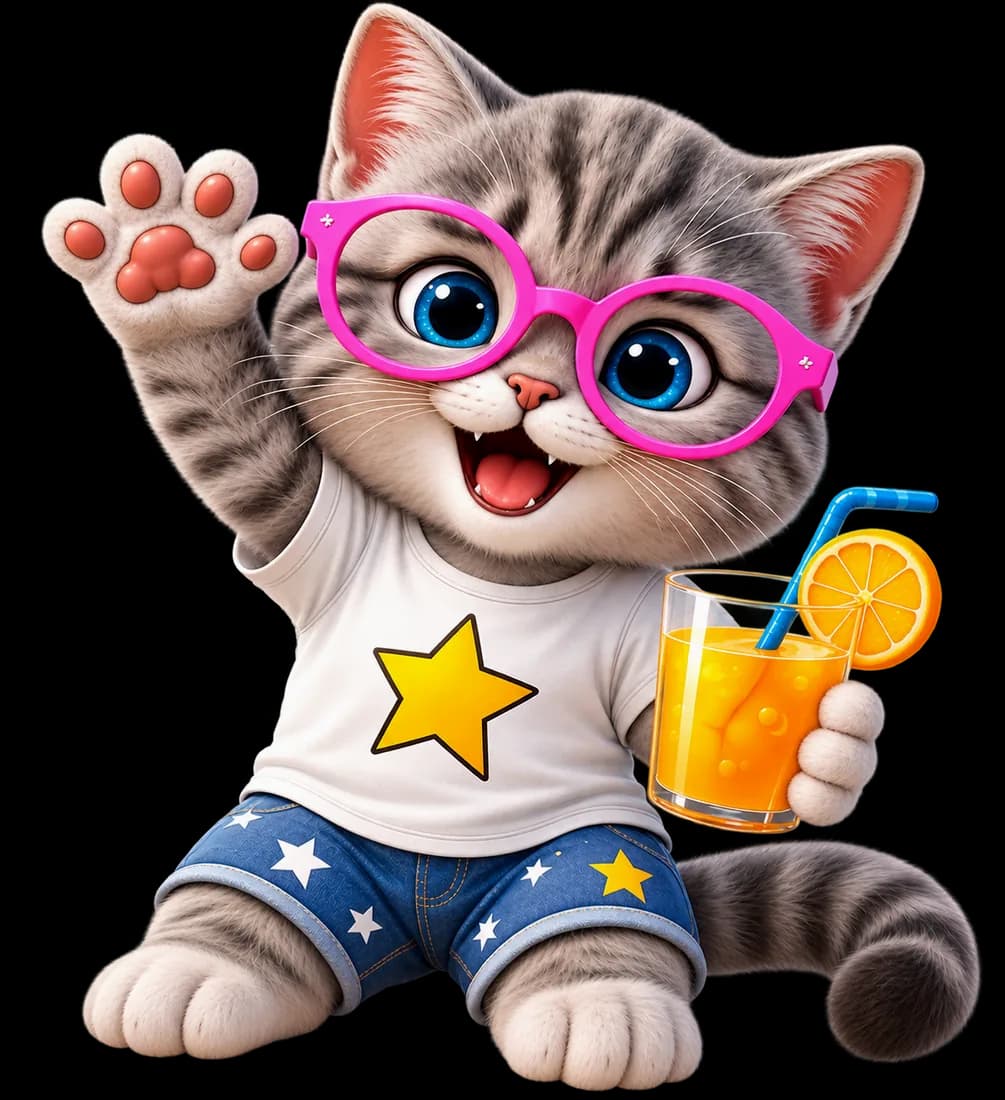 Котёнок Paw Paw в розовых очках