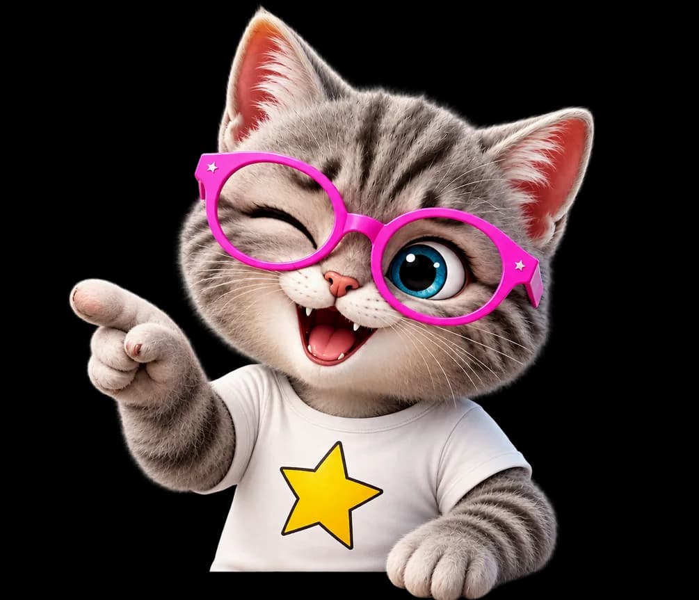 Котёнок Paw Paw показывает лапой