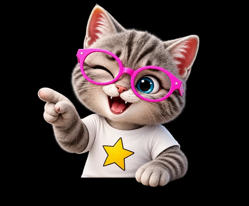 Котёнок Paw Paw показывает лапой